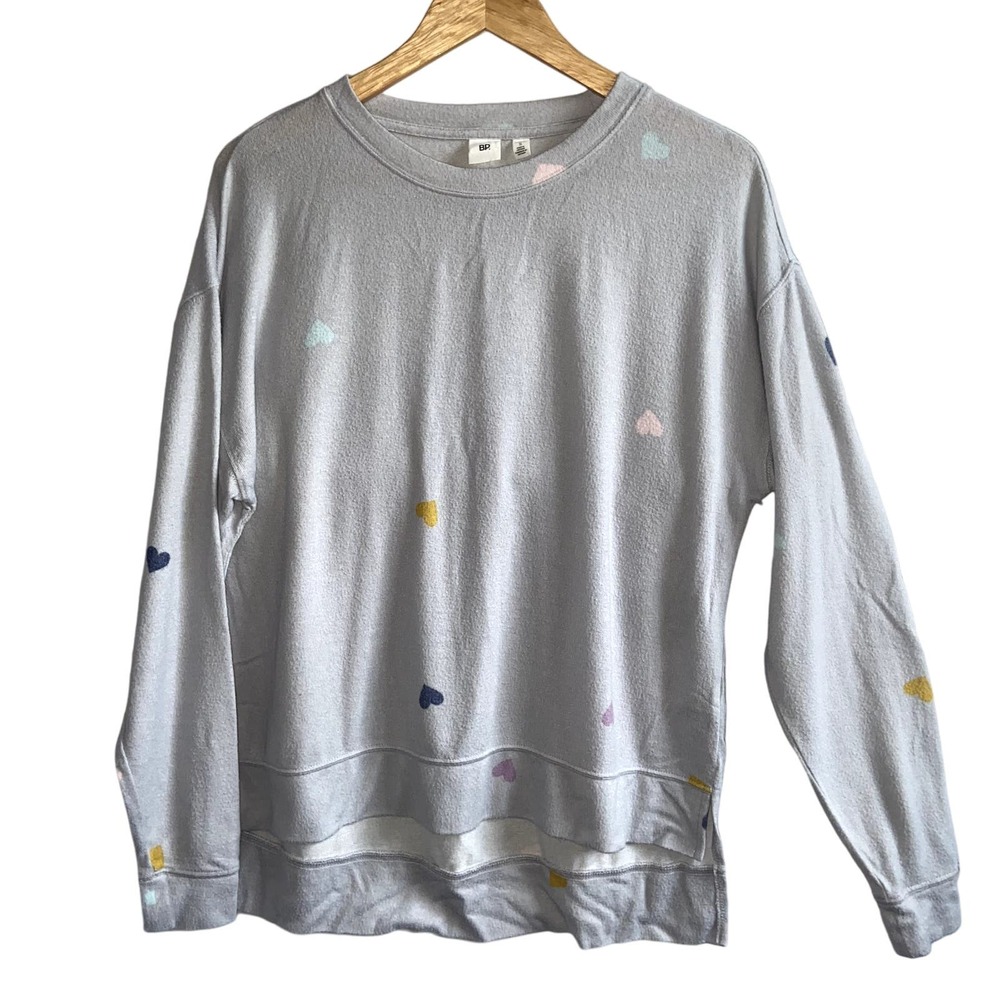 BP Long Sleeves Fleece Top With Hearts Super Soft Cozy Small